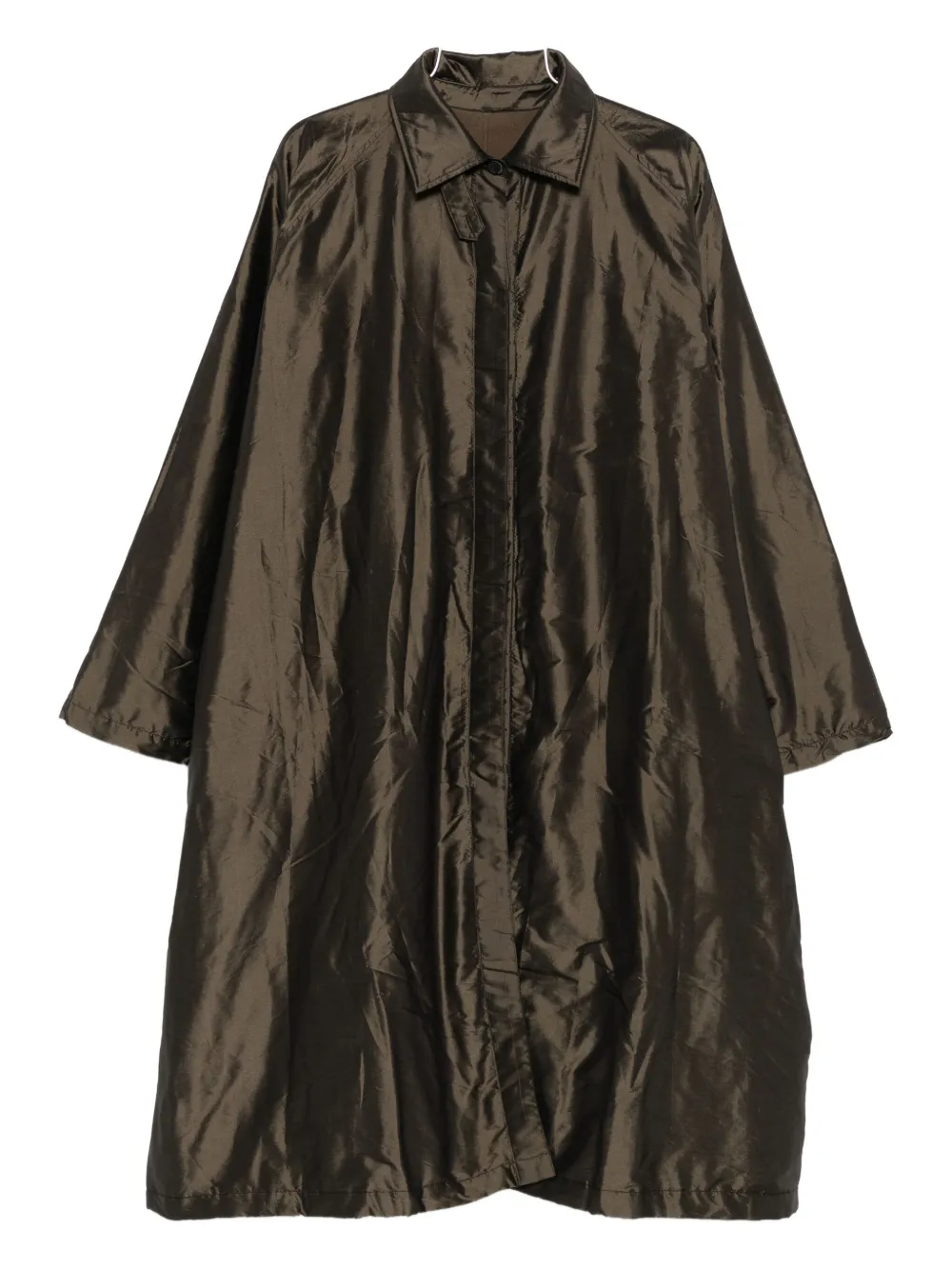 Christian Peau Buttoned Silk Coat In Brown
