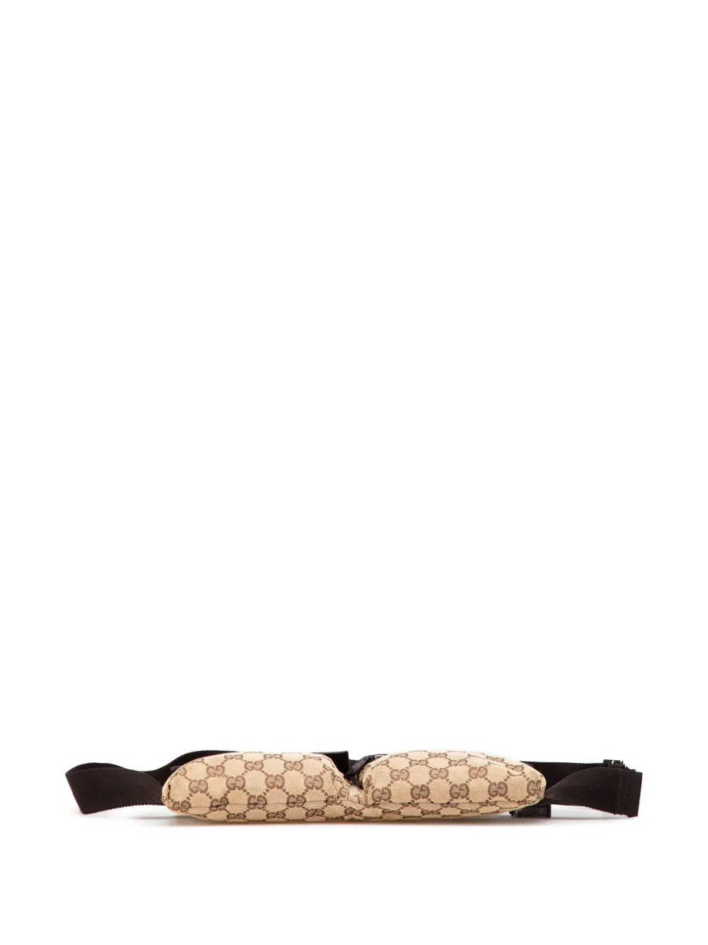 Pre-owned Gucci 2016-2025 Gg Canvas Double Pocket Belt Bag In Brown