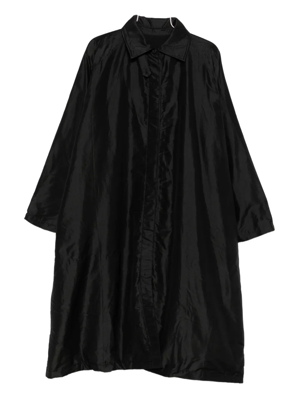 Christian Peau Button-fastening Silk Coat In Black