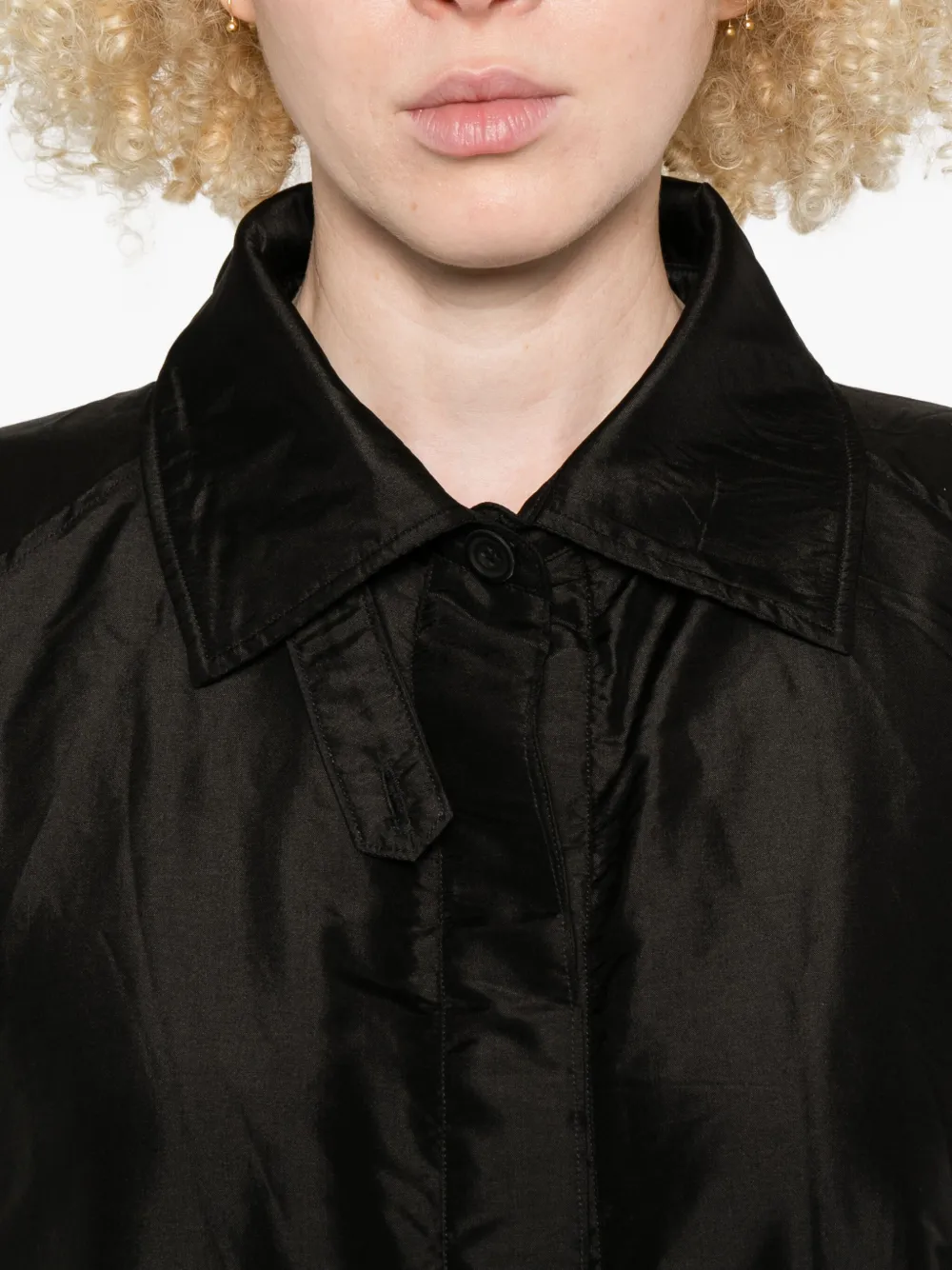 Christian Peau Button-fastening Silk Coat In Black