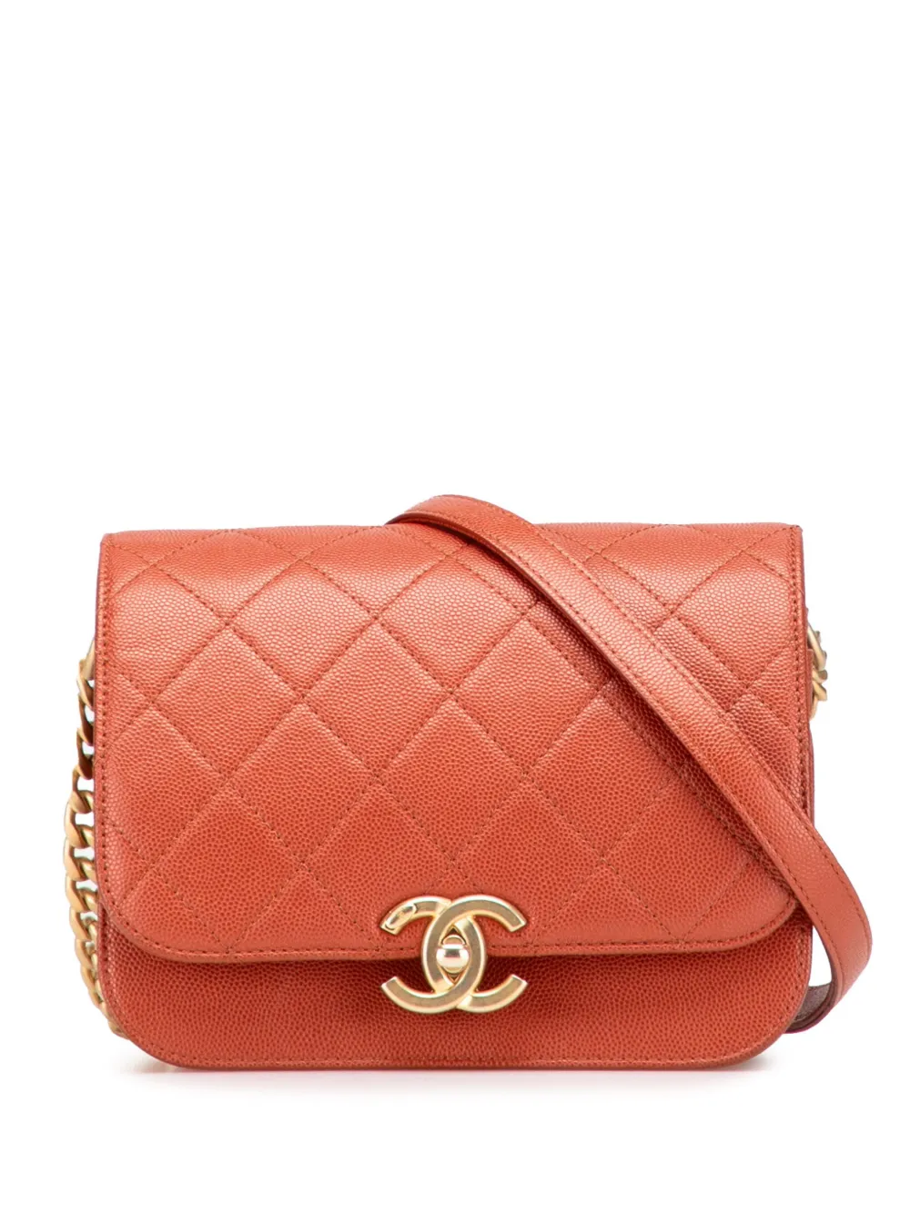 CHANEL Pre-Owned 2021-2025 ミニ ココマーク マトラッセ キャビア メッセンジャー シングルフラップ CHANEL Pre-Owned 2021-2025 ミニ ココマーク マトラッセ キャビア メッセンジャー シングルフラップ