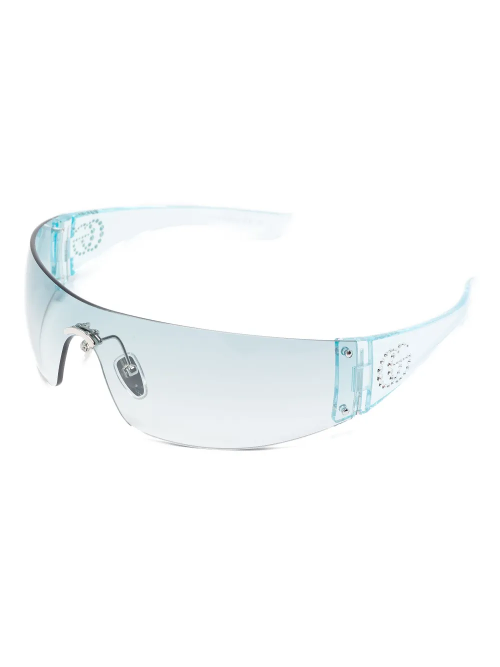 Gucci Eyewear crystal-embellished shield sunglasses - Blauw