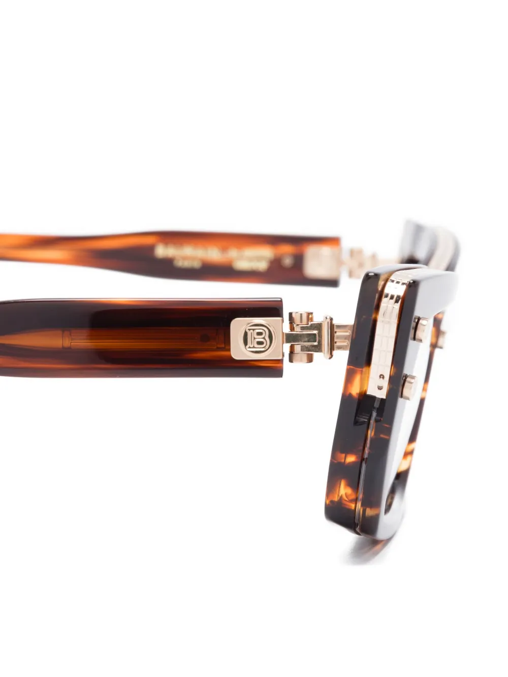 Balmain Eyewear Madame bril met rechthoekig montuur en goud detail Bruin