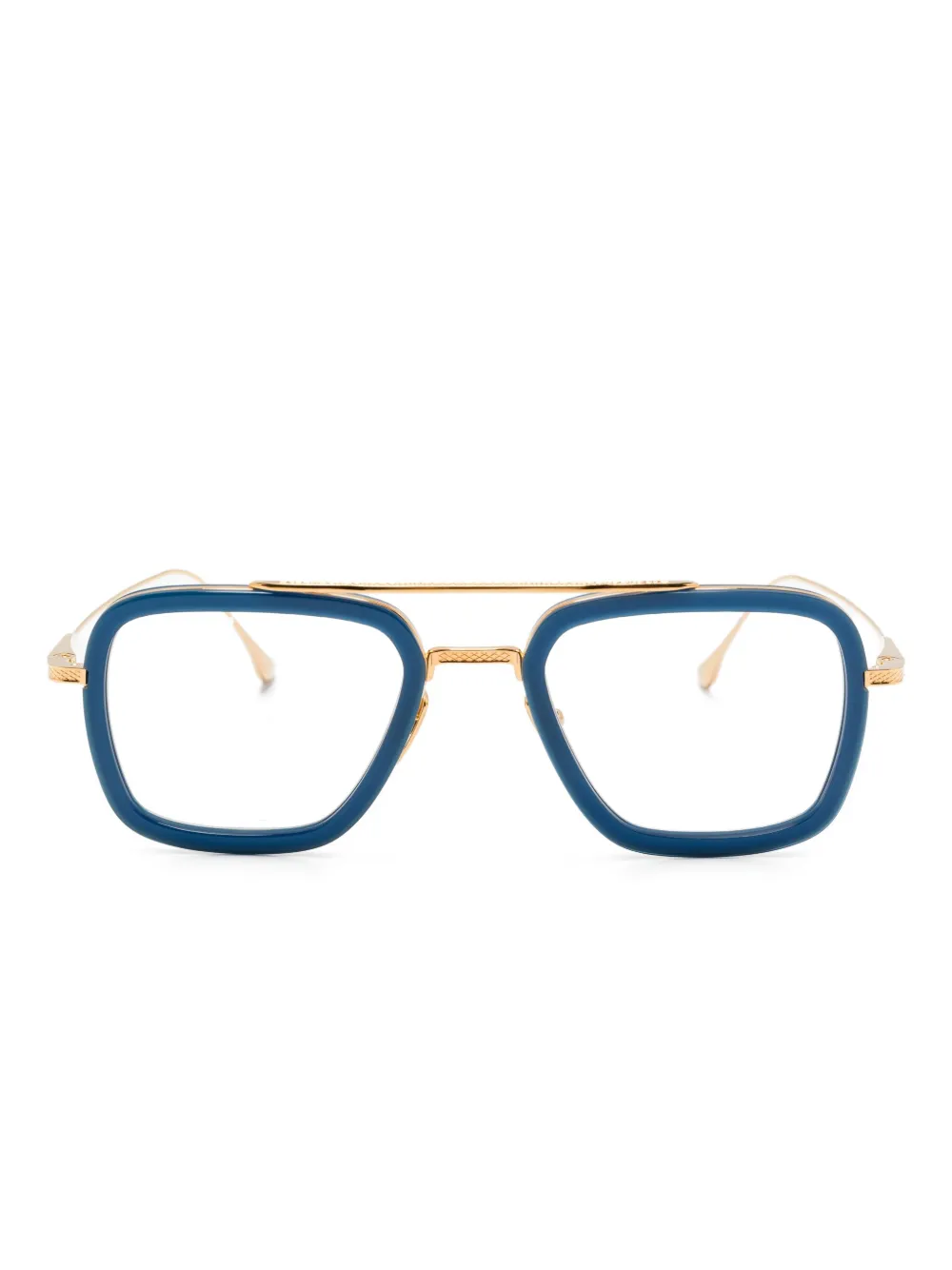 Dita Eyewear Geometrische Sonnenbrille mit goldfarbenem Gestell - Blau