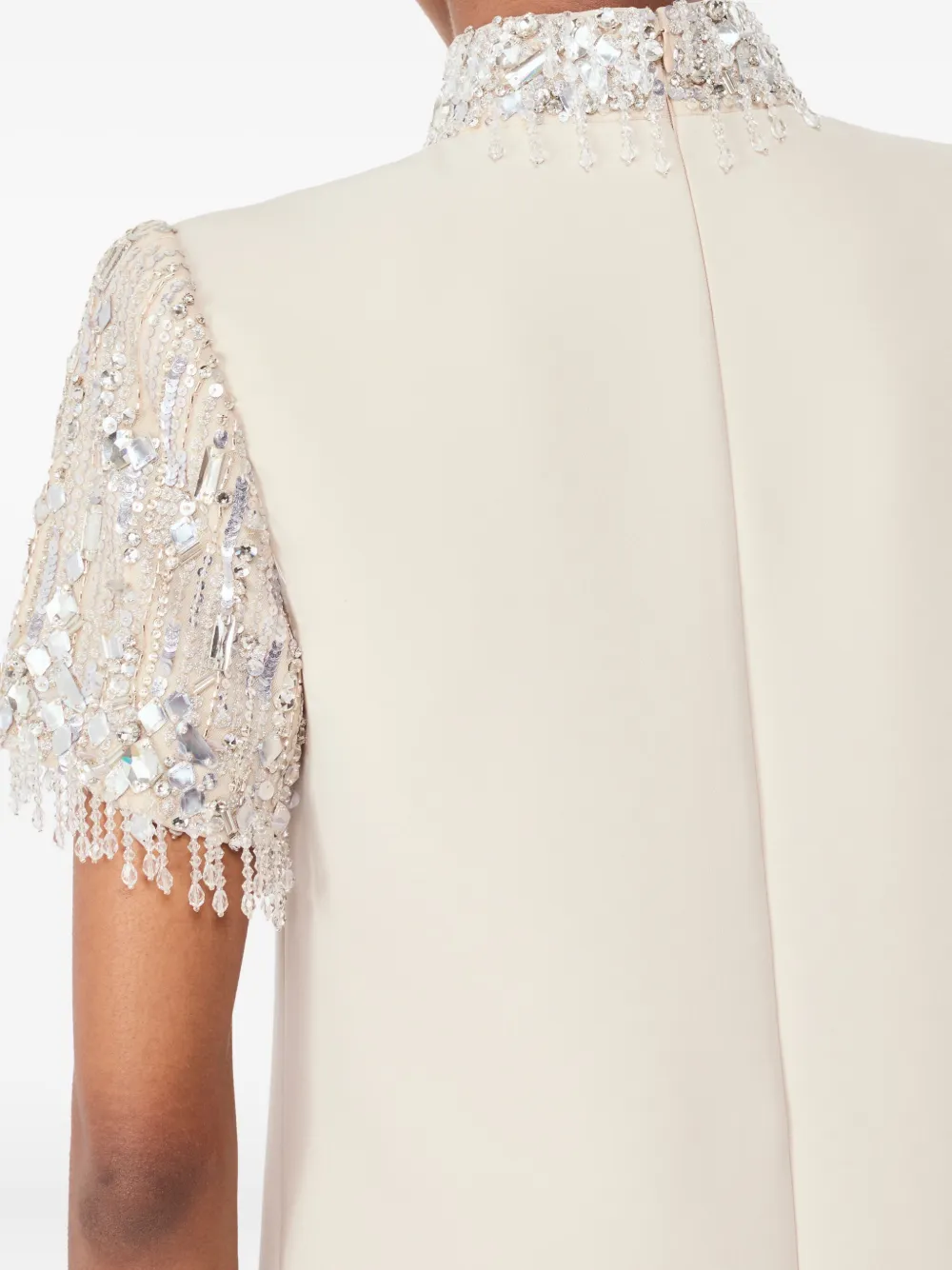 Jenny Packham Sequin-embellished High-neck Maxi Dress In White