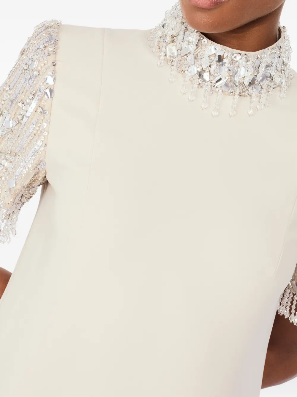 Jenny Packham Sequin-embellished High-neck Maxi Dress In White