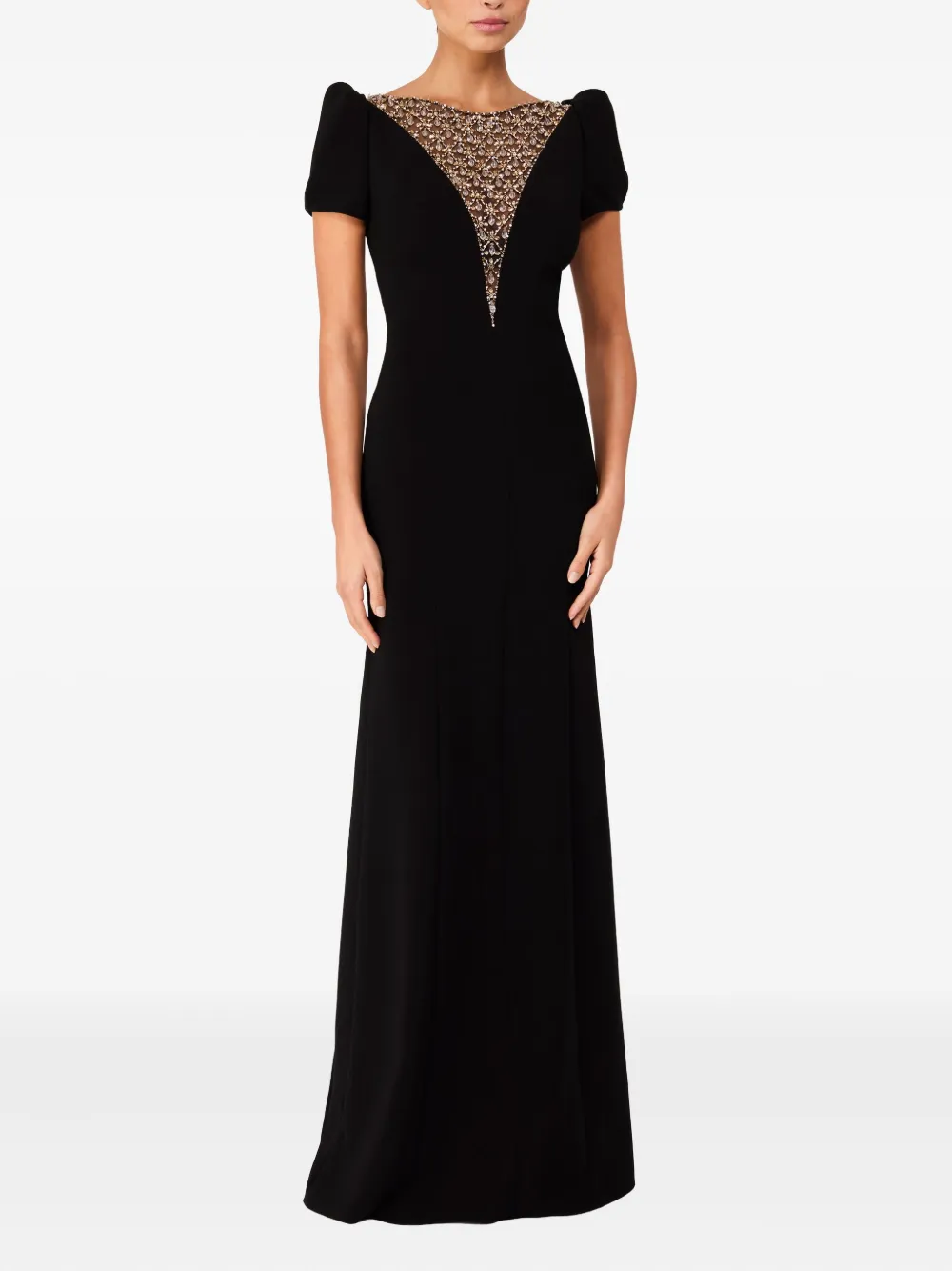 Jenny Packham Maxi-jurk met pofmouwen en verfraaid met kristallen - Zwart
