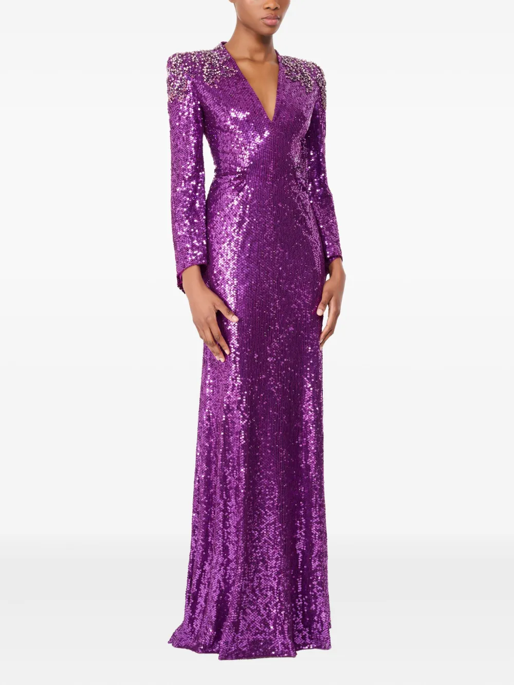 Jenny Packham Maxi-jurk verfraaid met pailletten - Paars
