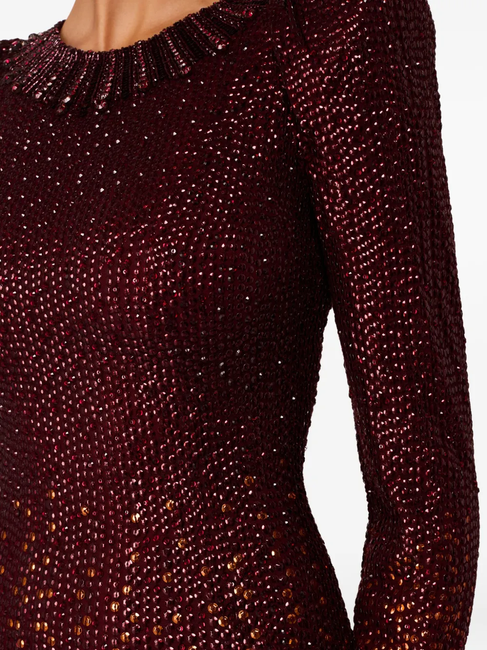 Jenny Packham Juliette Sequin-embellished Puff-sleeve Gown In Red