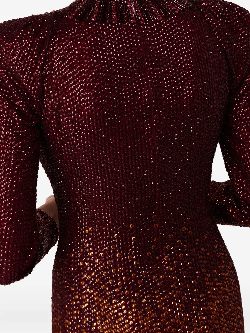 Jenny Packham Juliette Sequin-embellished Puff-sleeve Gown In Red