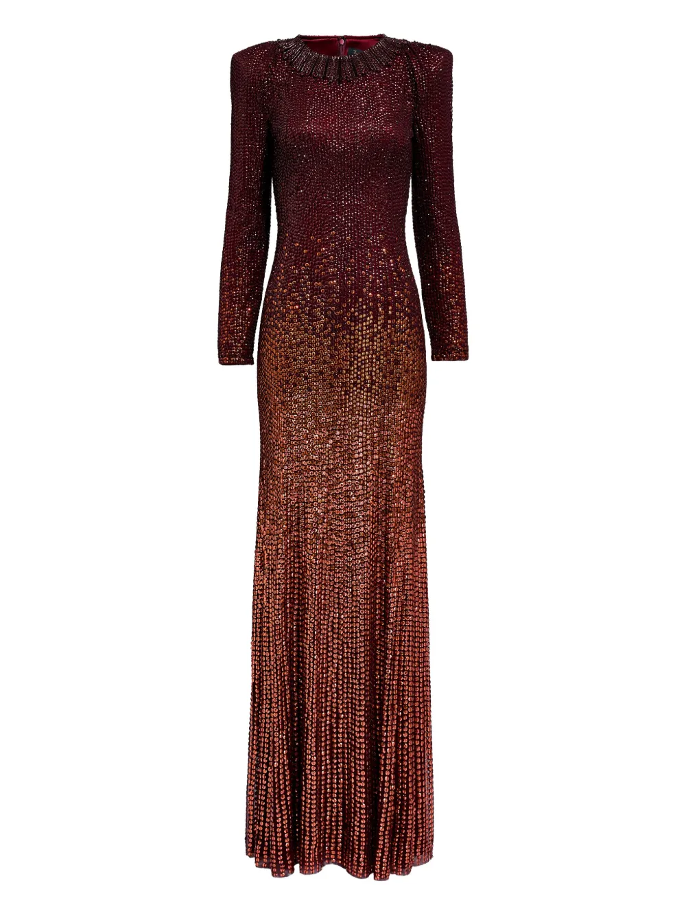 Jenny Packham Juliette Sequin-embellished Puff-sleeve Gown In Red