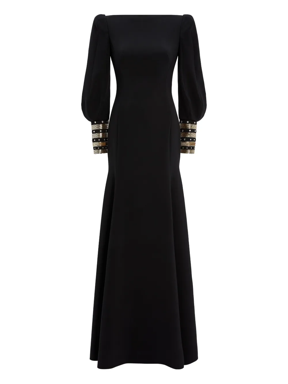 Jenny Packham embellished-cuffs puff-sleeve maxi dress | Black | Image 1