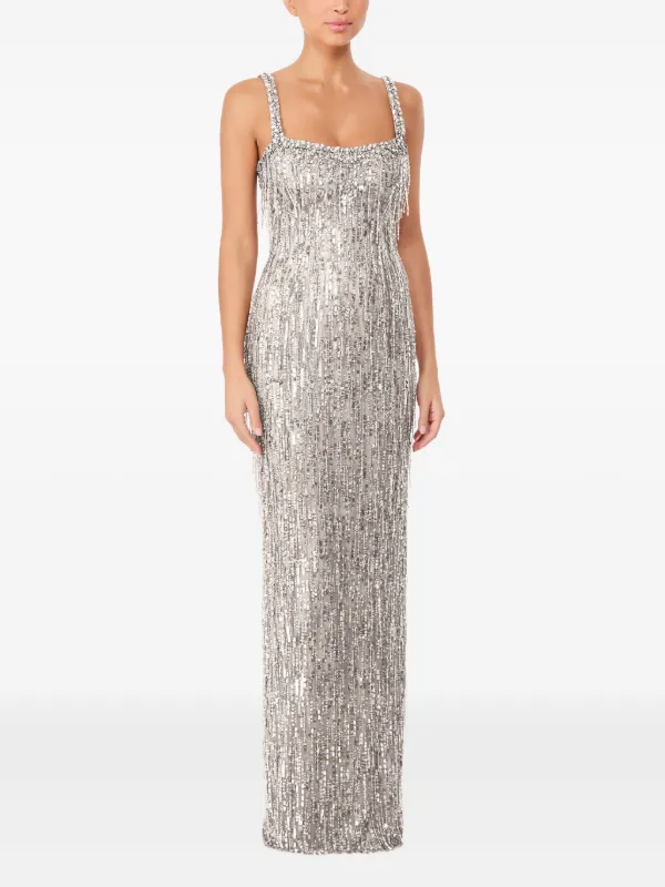 Jenny Packham Fleur Embellished Maxi Dress | Grey | FARFETCH JO