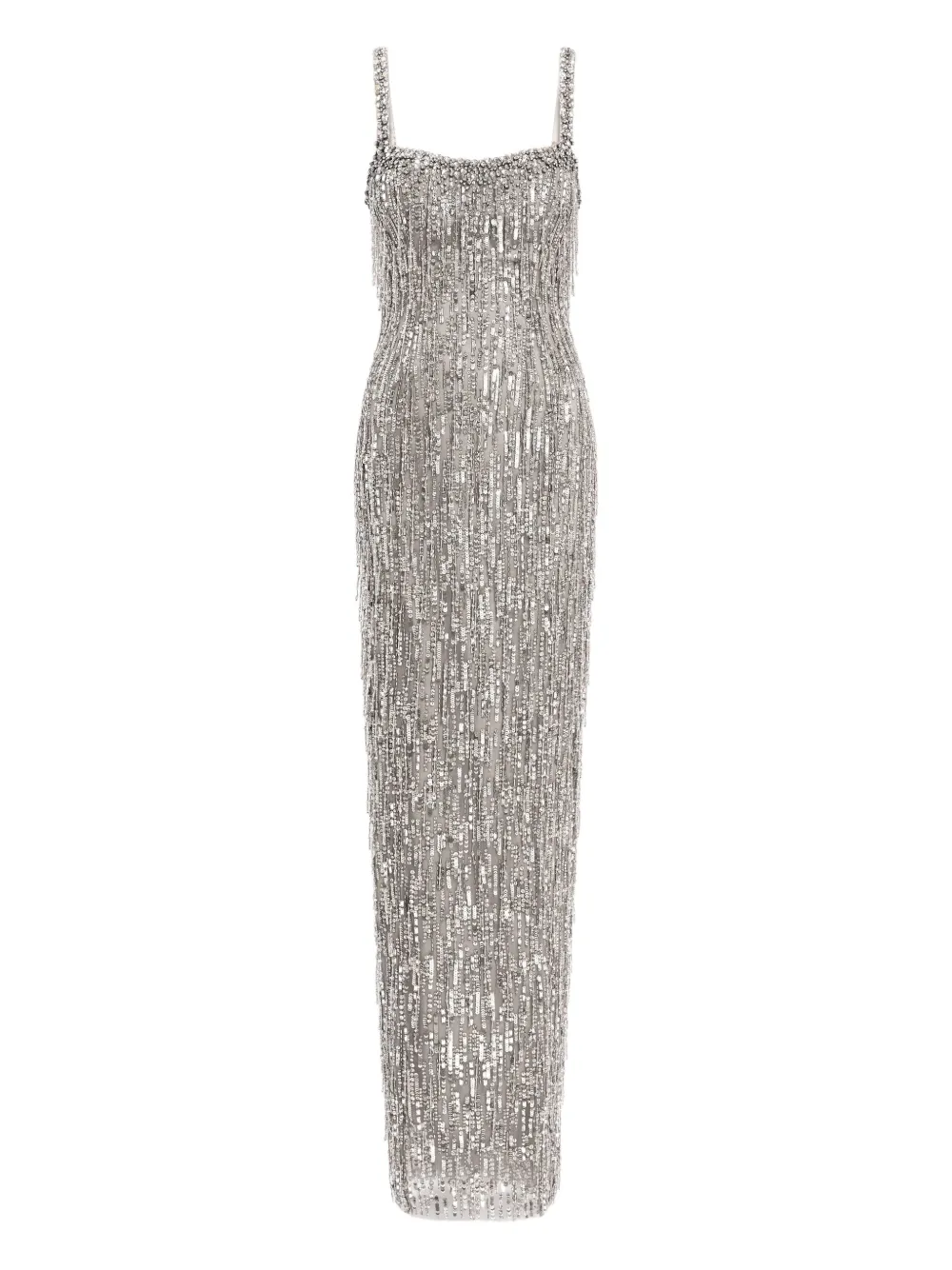 Jenny Packham Fleur Embellished Maxi Dress In Gray