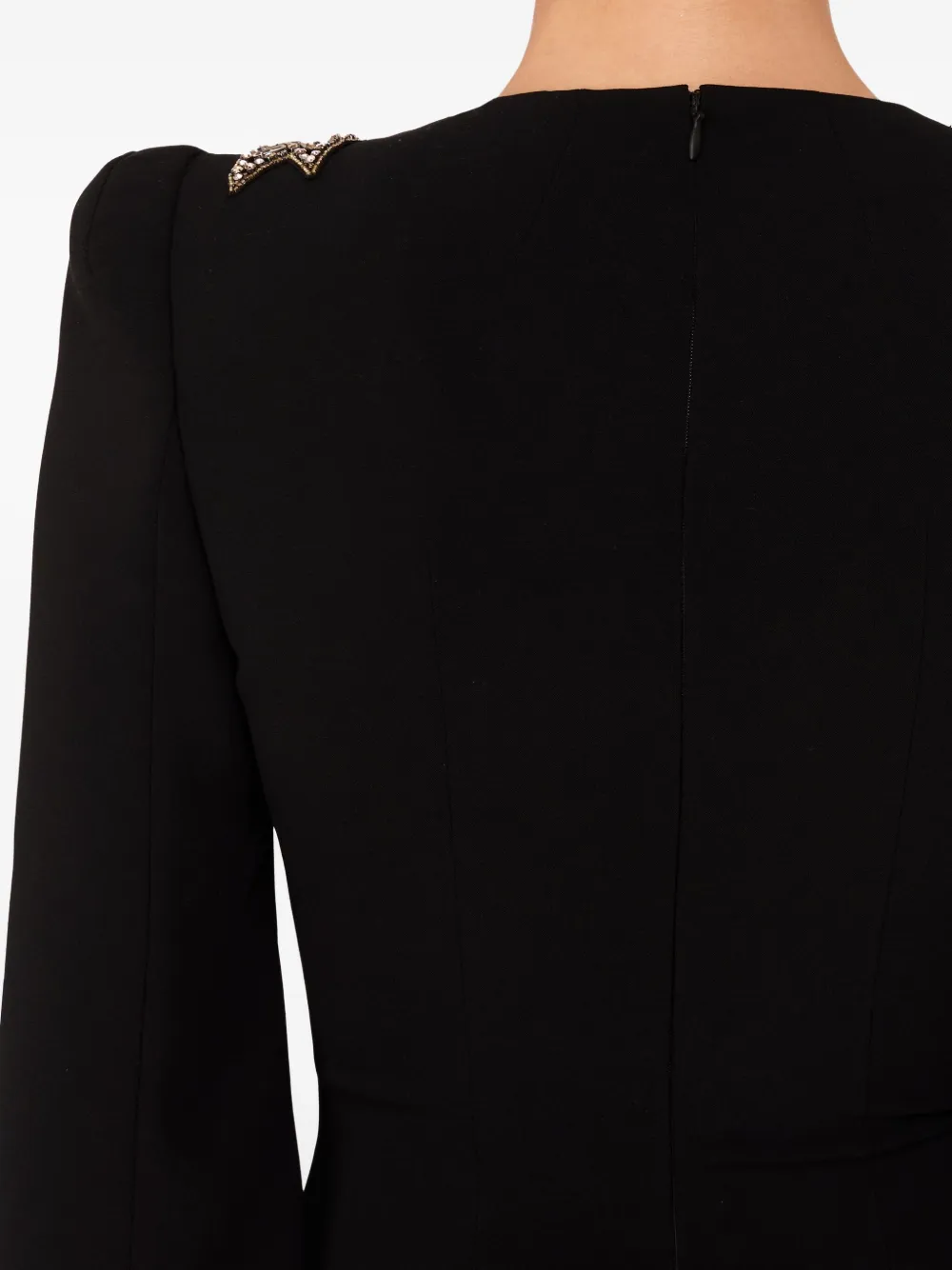 Jenny Packham Maxi-jurk verfraaid met bloemen en mouwen met split Zwart