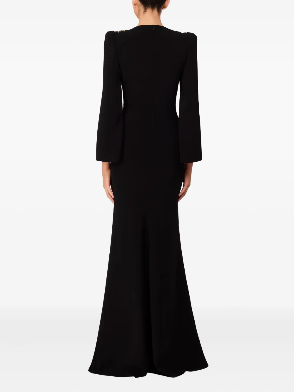 Jenny Packham Maxi-jurk verfraaid met bloemen en mouwen met split Zwart