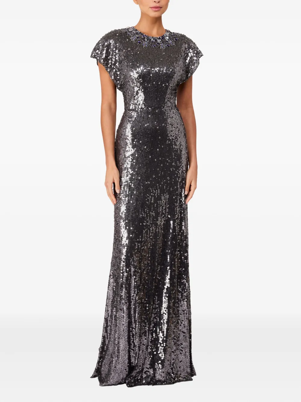 Jenny Packham Maxi-jurk verfraaid met pailletten - Grijs