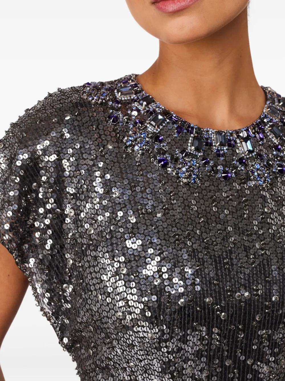 Jenny Packham Maxi-jurk verfraaid met pailletten Grijs