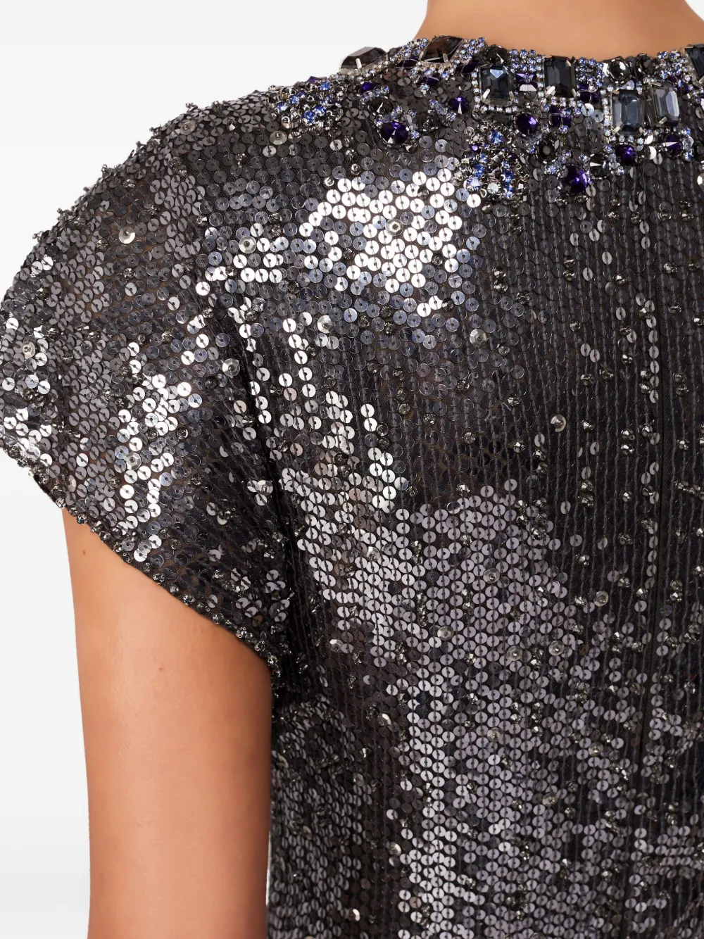 Jenny Packham Maxi-jurk verfraaid met pailletten Grijs