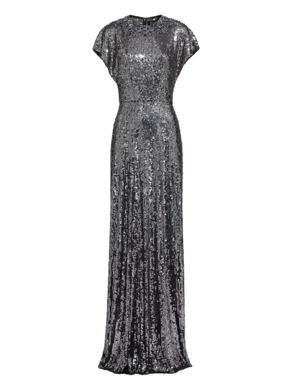 jenny packham grey dress Jenny Packham Odisha Sequin Embellished Gown