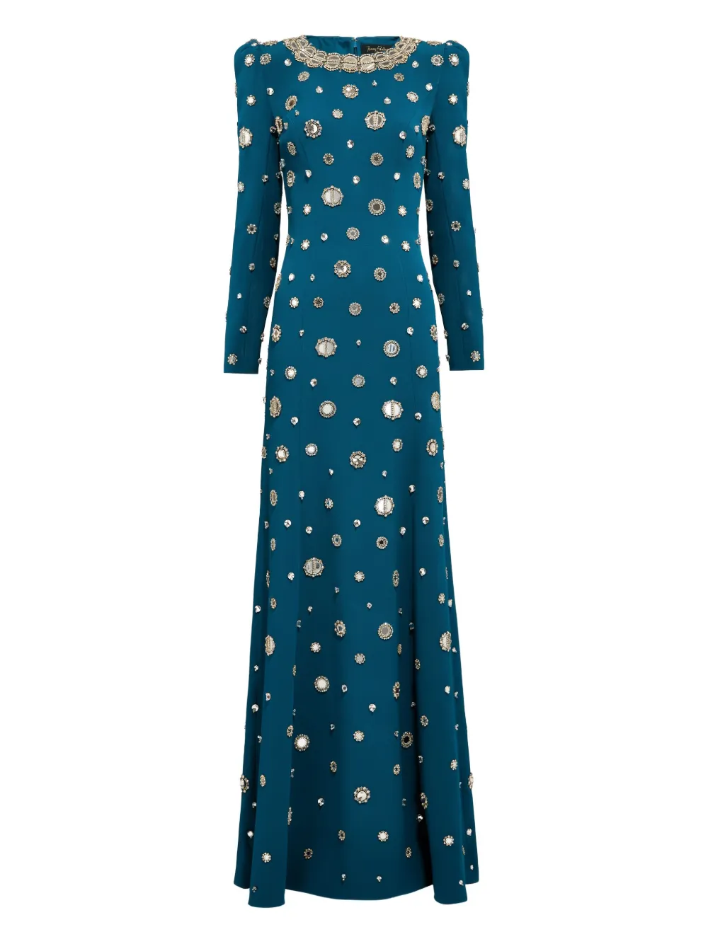 Jenny Packham mirror-embellished puff-shoulder maxi dress | Blue | Image 1