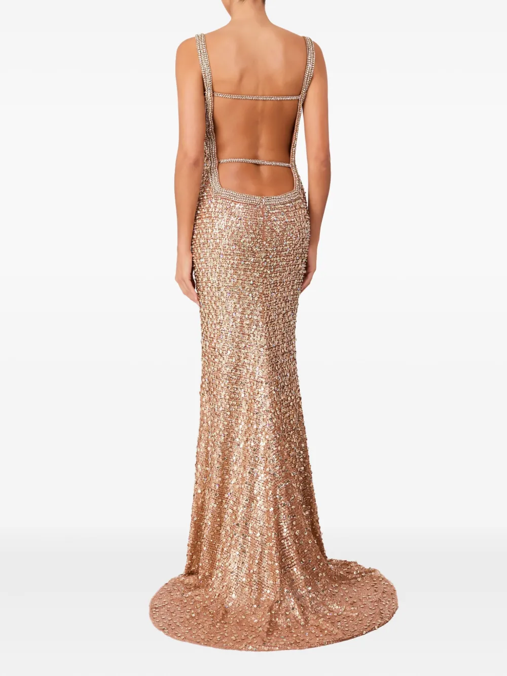 Jenny Packham Maxi-jurk met open achterkant en pailletten Beige