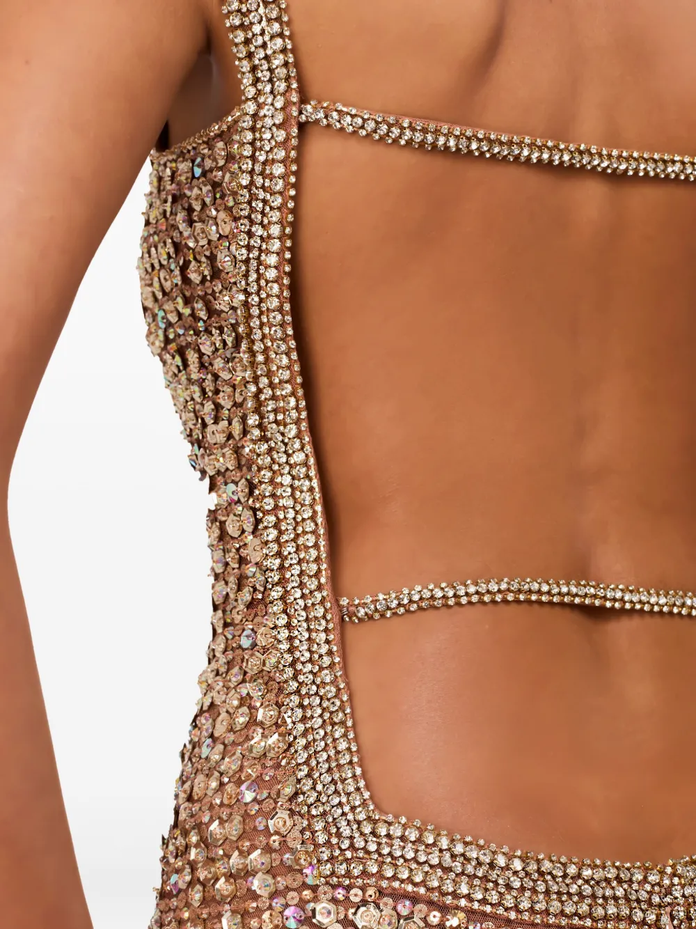 Jenny Packham Maxi-jurk met open achterkant en pailletten Beige