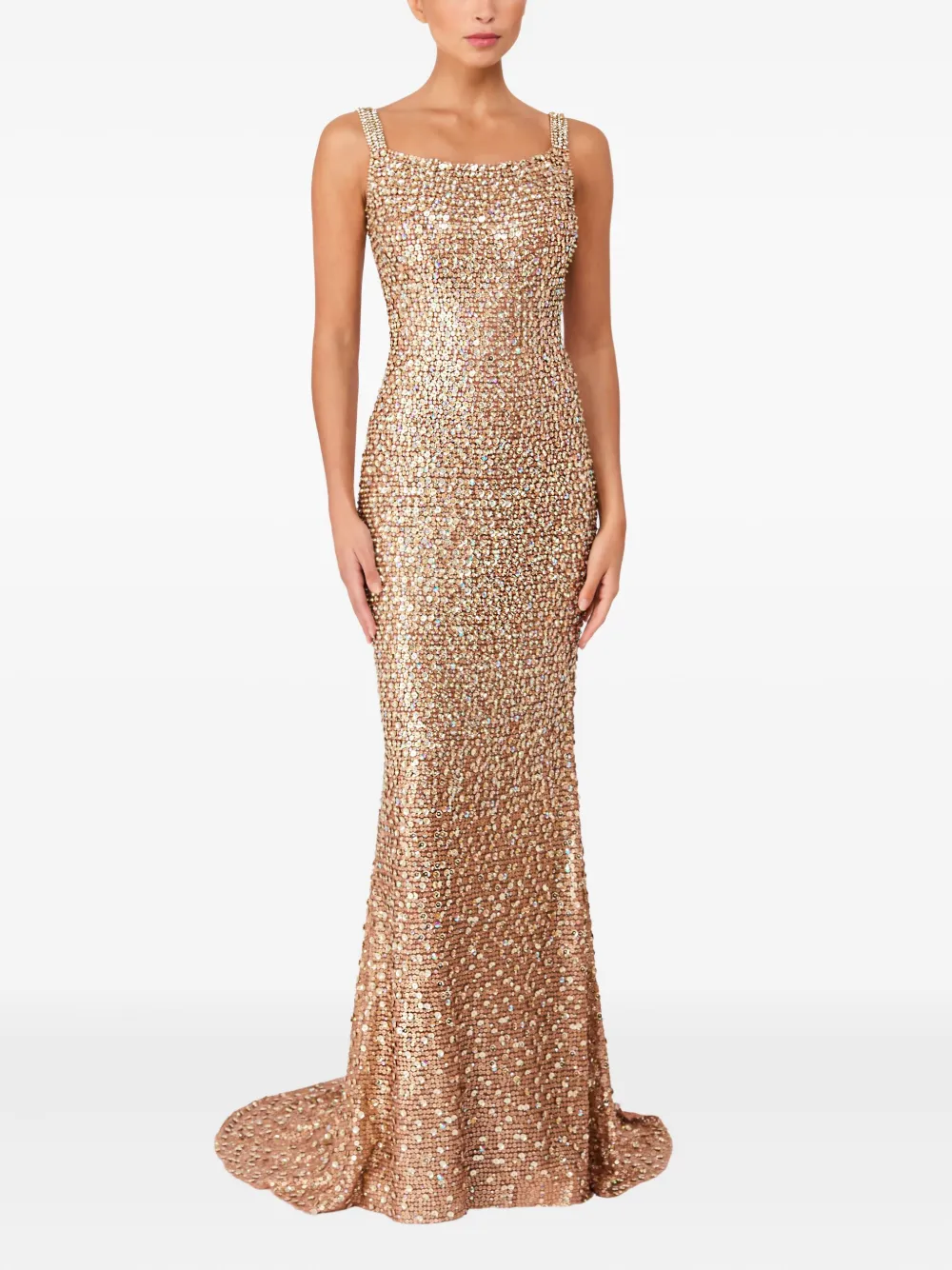 Jenny Packham Maxi-jurk met open achterkant en pailletten - Beige