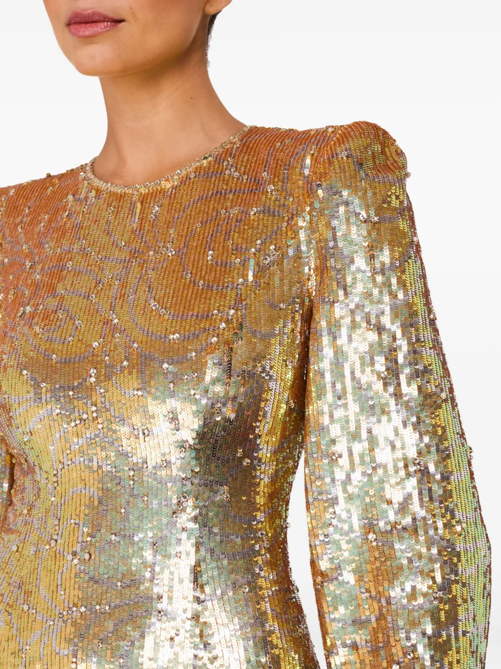 Jenny Packham Paradise maxi-jurk verfraaid met pailletten en pofmouwen Geel