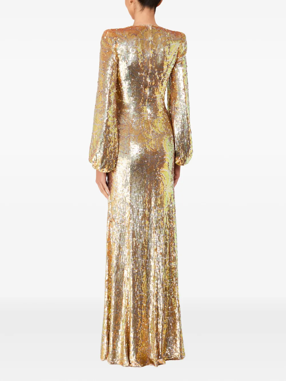 Jenny Packham Paradise maxi-jurk verfraaid met pailletten en pofmouwen Geel