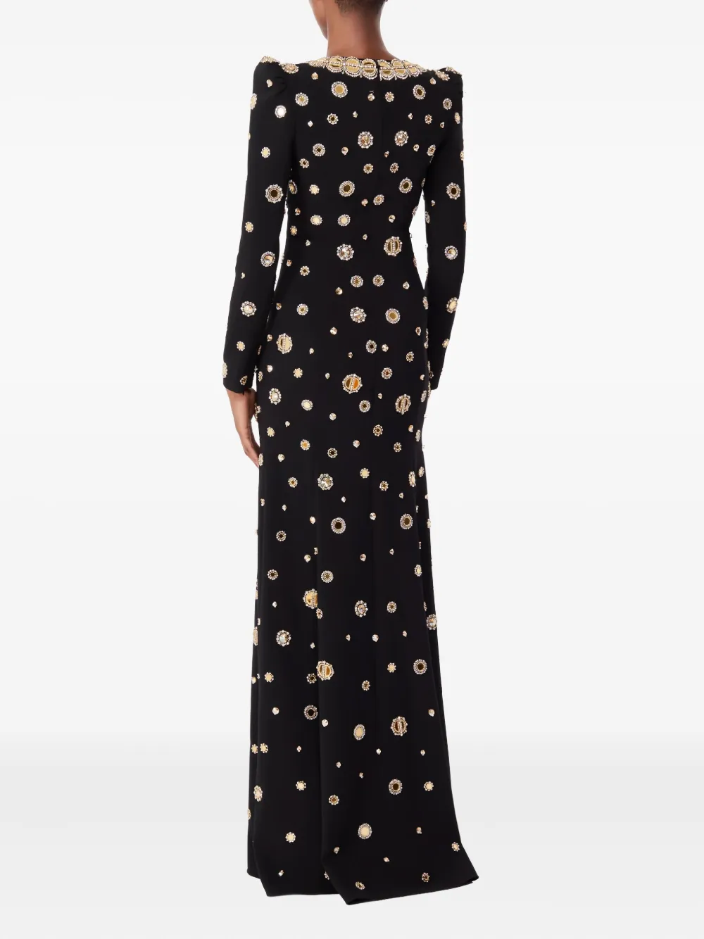 Jenny Packham Maxi-jurk verfraaid met spiegelende schouders Zwart