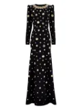 Jenny Packham mirror-embellished puff-shoulders maxi dress - Black