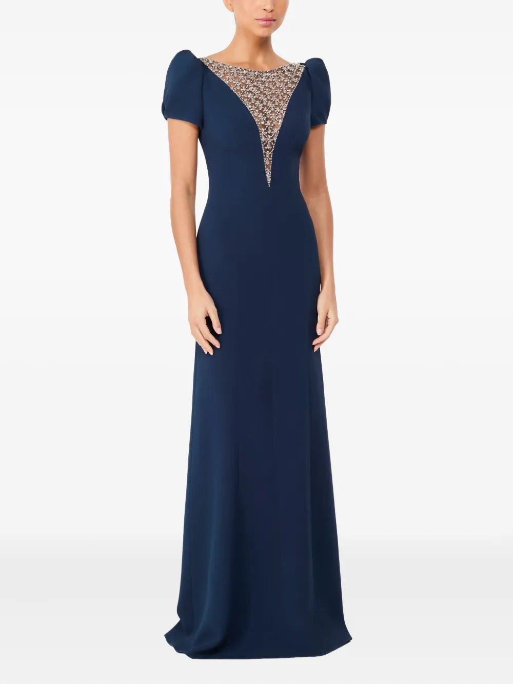 Jenny Packham Maxi-jurk met pofmouwen en verfraaid met kristallen - Blauw