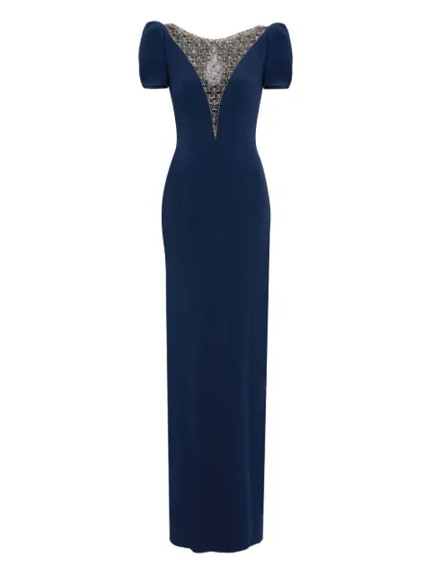 Jenny Packham puff-sleeve crystal-embellished maxi dress