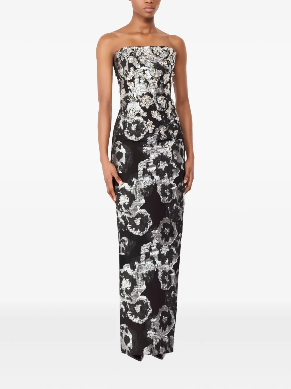 Jenny Packham Maxi-jurk met bloemjacquard - Zwart