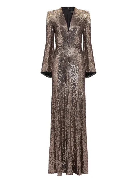 Jenny Packham sequin-embellished bell-sleeve maxi dress