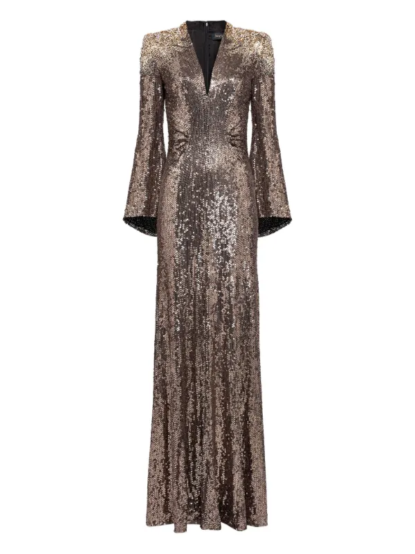 Jenny Packham Sequin-embellished Maxi Dress - Brown