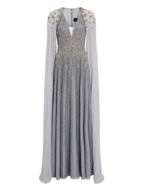 Jenny Packham فستان ماكسي بتصميم كيب وزينة كريستال