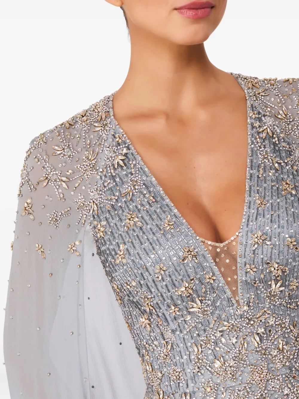 Jenny Packham Moonlight jurk verfraaid met kristallen en cape Grijs