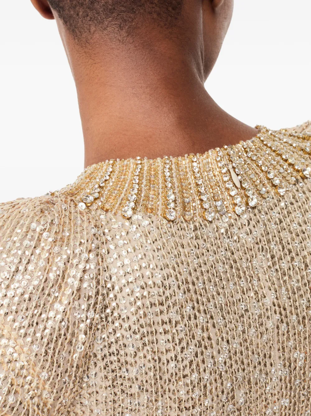 Jenny Packham Sisi verfraaide avondjurk met lange mouwen Beige