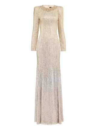 Jenny Packham Sisi Embellished long-sleeve Gown | Neutrals | FARFETCH ID Jenny Packham Sisi Embellished long-sleeve Gown | Neutrals | FARFETCH ID