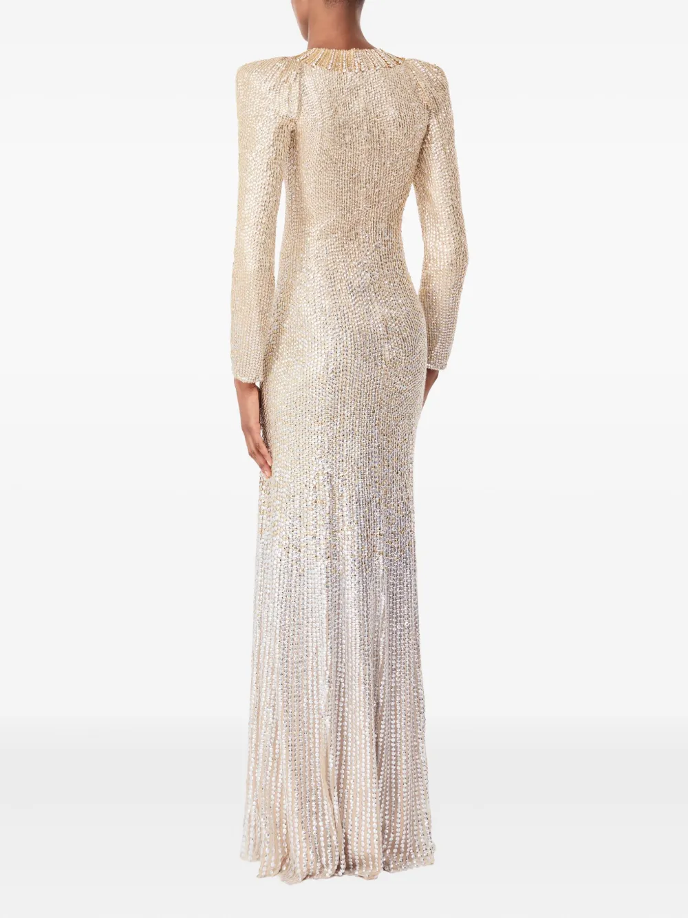 Jenny Packham Sisi verfraaide avondjurk met lange mouwen Beige