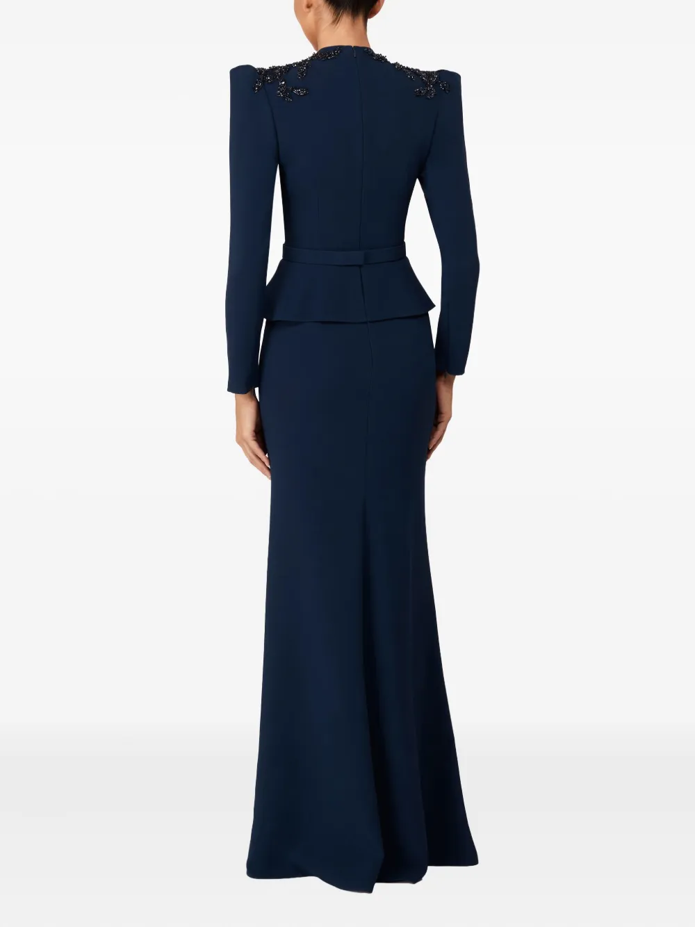 Jenny Packham Night Flowering Sequin-embellished V-neck Maxi Dress In Blue