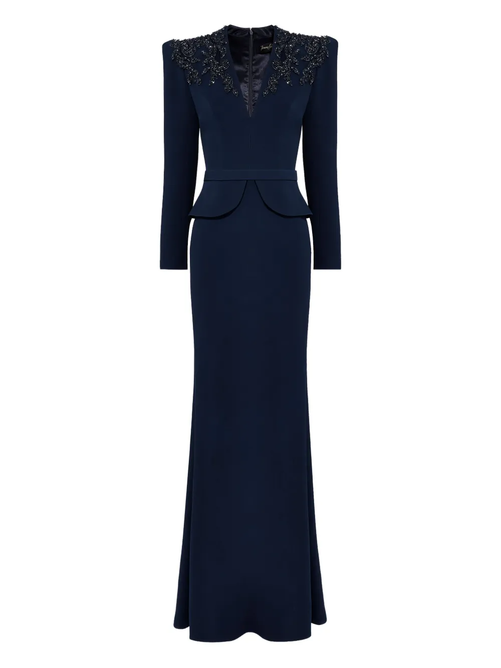Jenny Packham embellished-shoulders V-neck maxi dress | Blue | Image 1
