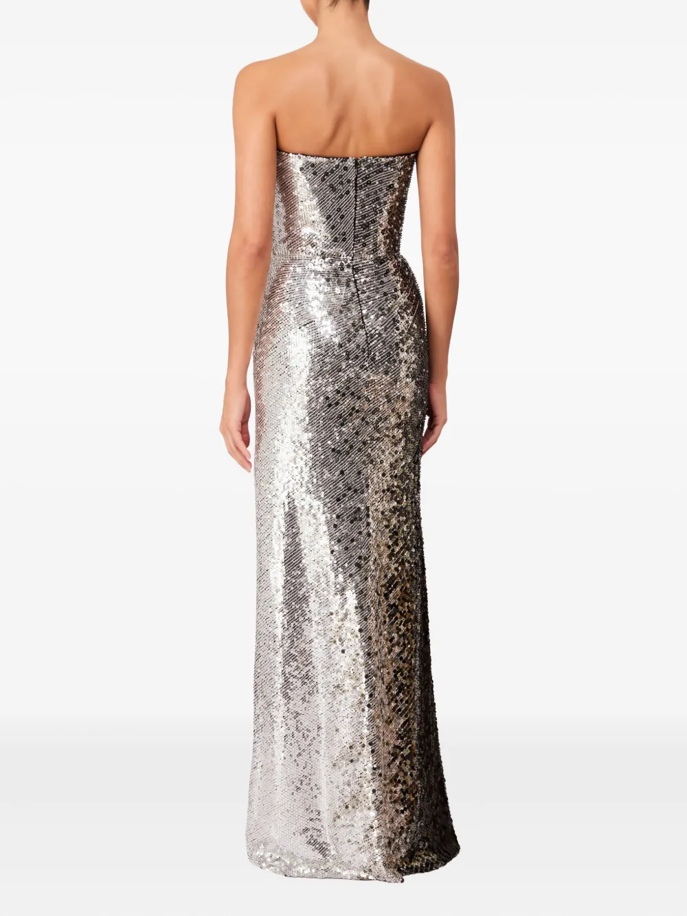Jenny Packham Sequin-embellished Strapless Maxi Dress In Brown