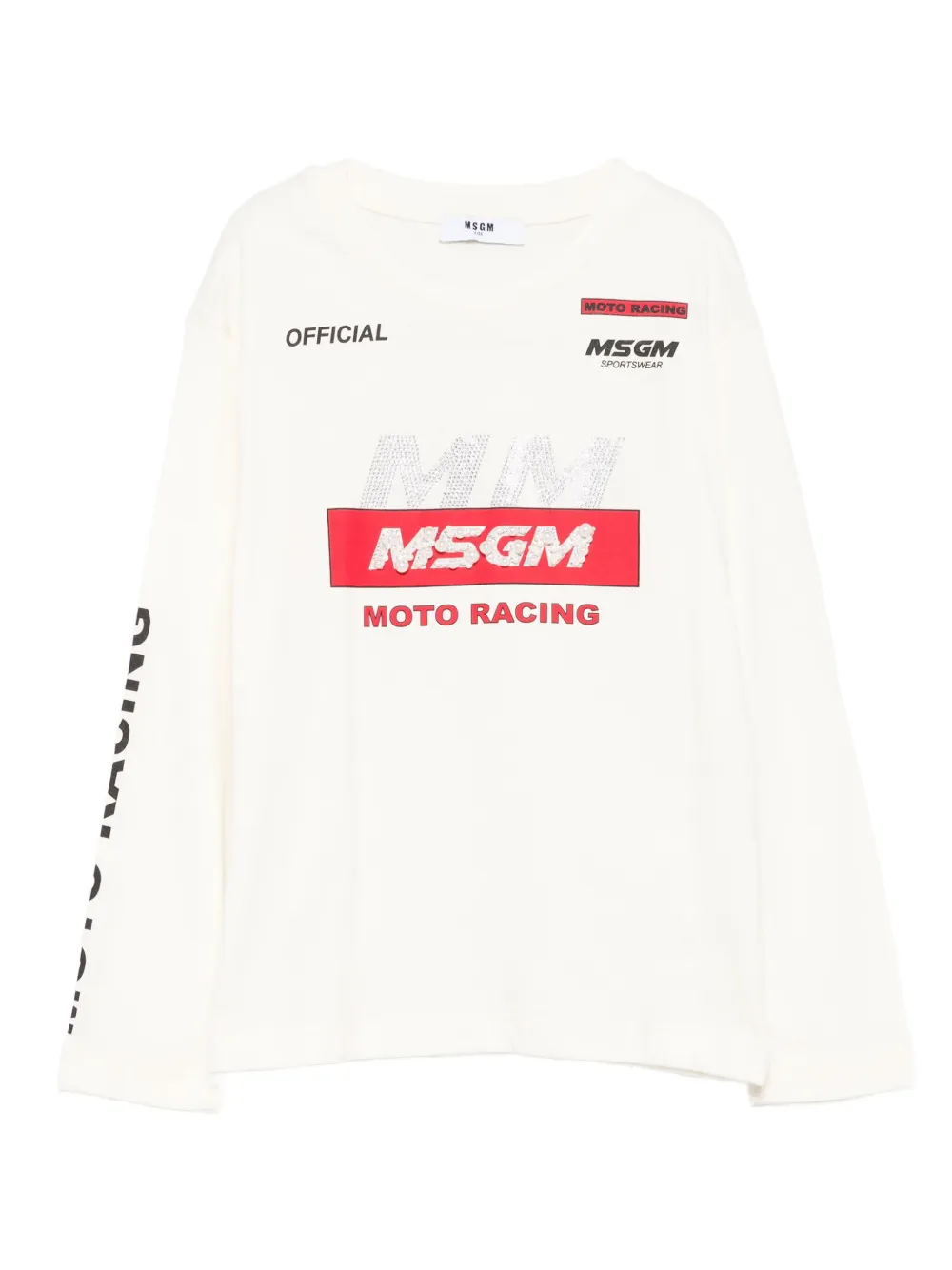 MSGM Kids crystal-embellished top Beige