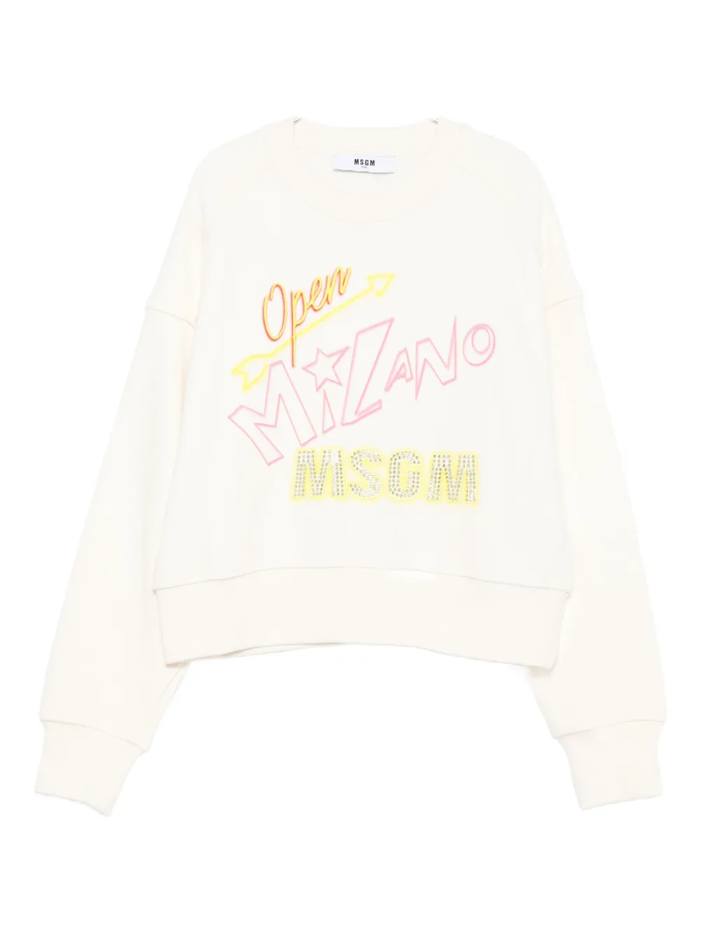 Msgm Crystal-embellished Sweatshirt In White