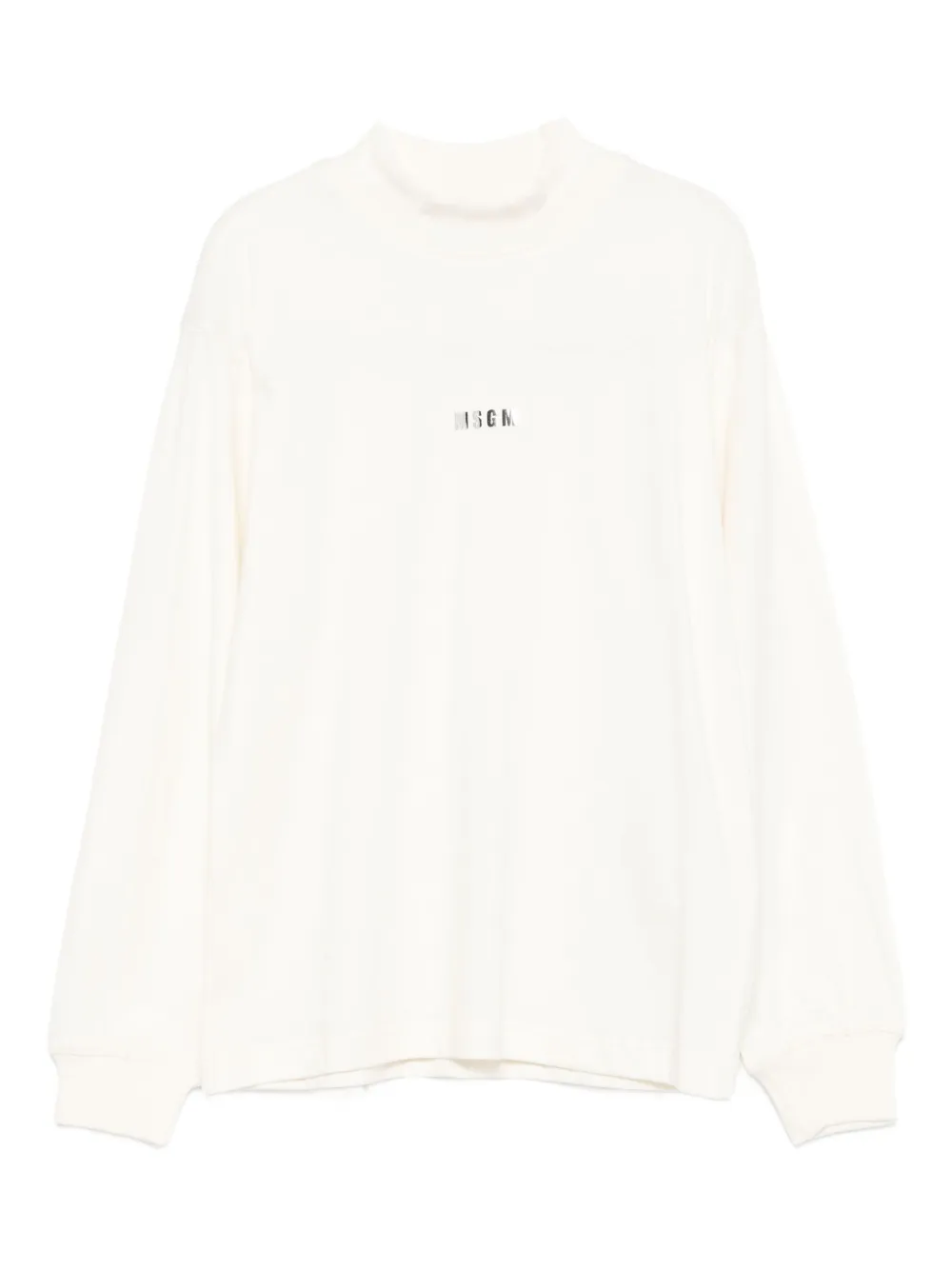 MSGM Kids mock-neck logo top Beige