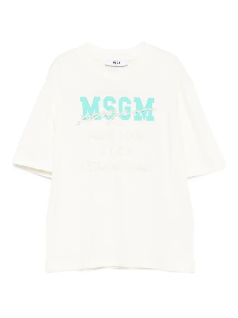 MSGM Kids pearl-embellished logo T-shirt
