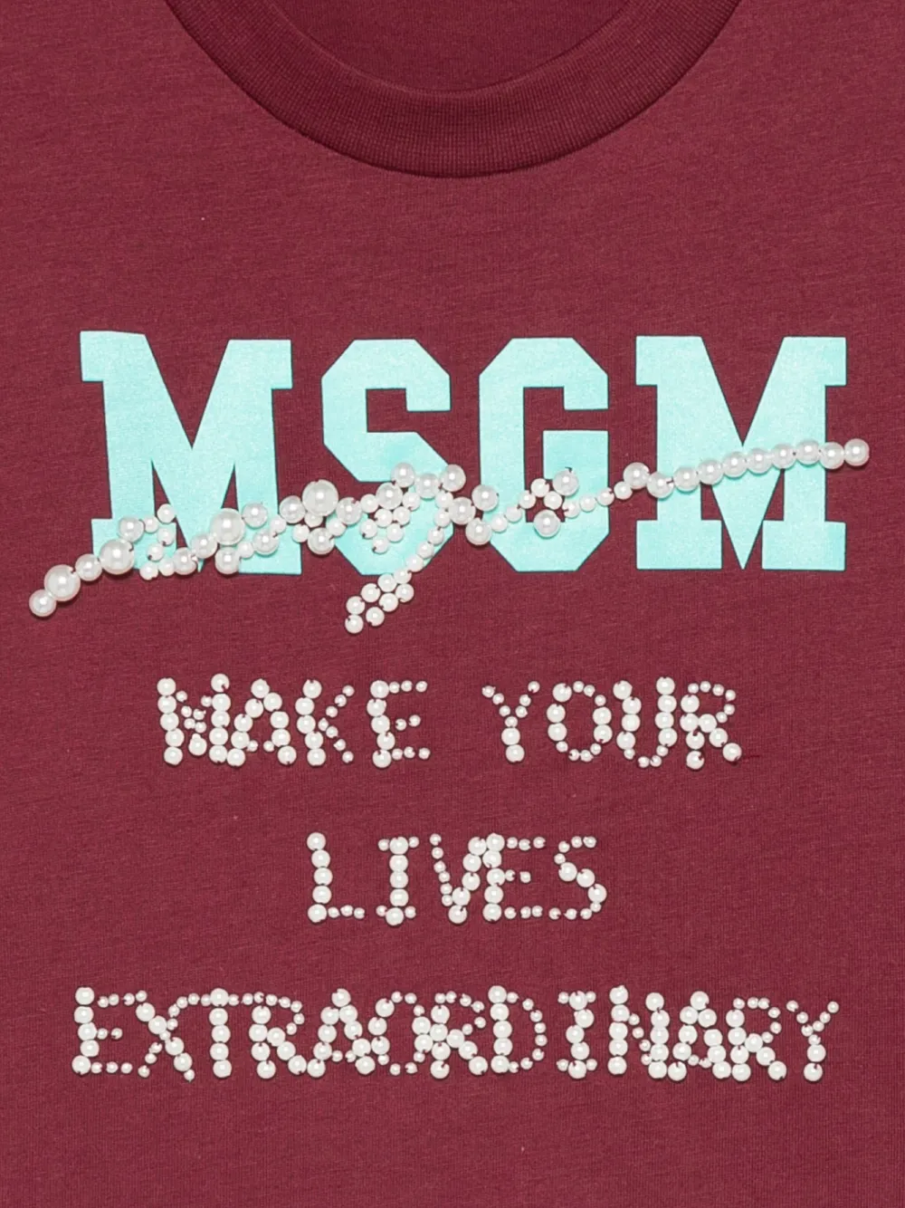 MSGM Kids T-shirt verfraaid met parels Rood
